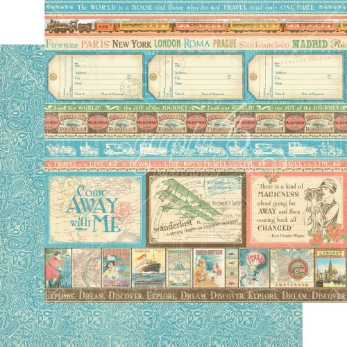 Graphic 45 - Come Away With Me Collection - 12" x 12" Paper - Look Out World